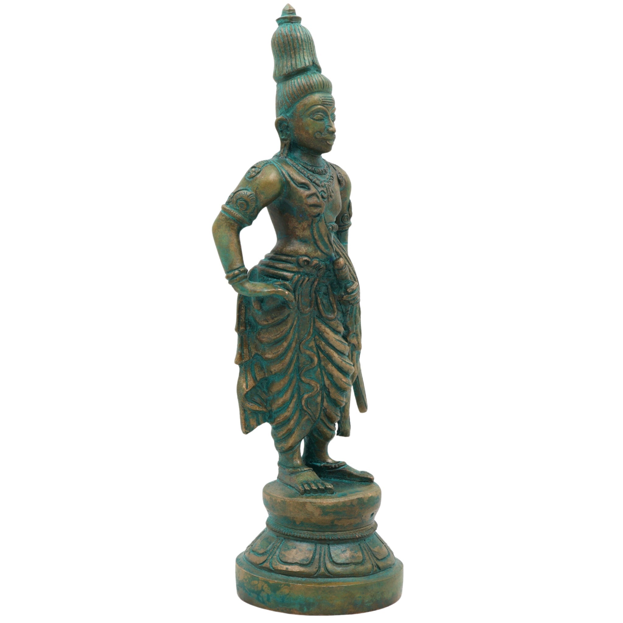 Bronze Rajaraja Chola King Sculpture | Arulmozhivarman Chola Dynasty Idol | Rajaraja the Great, Rajakesari, Ponniyin Selvan | Handcrafted Chola Art Bronze Statue, Brown, 9 Inch, 1 Piece