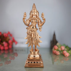 Bronze Mahalakshmi Idol | Handcrafted Panchaloha Lakshmi Murti | Ashtalakshmi, Varalakshmi, Gajalakshmi Statue for Pooja & Home Decor, Gold, 15.5 Inch, 1 Piece