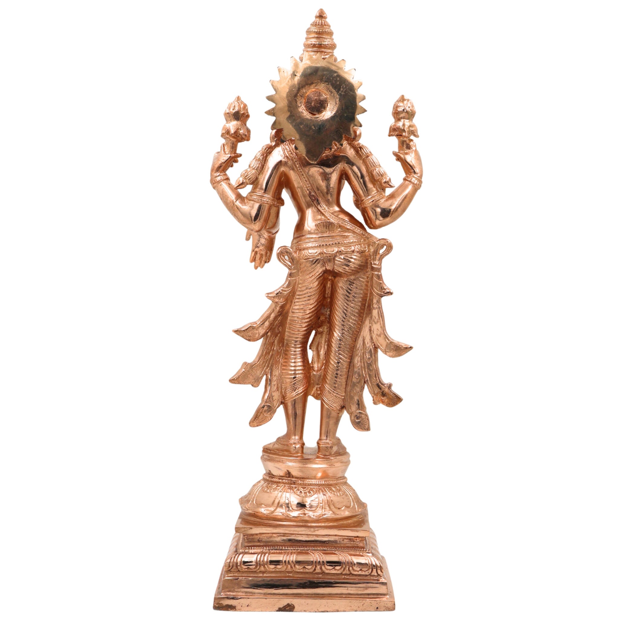 Bronze Mahalakshmi Idol | Handcrafted Panchaloha Lakshmi Murti | Ashtalakshmi, Varalakshmi, Gajalakshmi Statue for Pooja & Home Decor, Gold, 15.5 Inch, 1 Piece