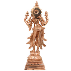 Bronze Mahalakshmi Idol | Handcrafted Panchaloha Lakshmi Murti | Ashtalakshmi, Varalakshmi, Gajalakshmi Statue for Pooja & Home Decor, Gold, 15.5 Inch, 1 Piece