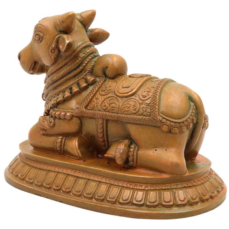 Bronze Nandi Idol, Panchaloha Nandikeshwara Sculpture, Chola Art, Indian Temple Decor, Devotional Nandishvara Statue