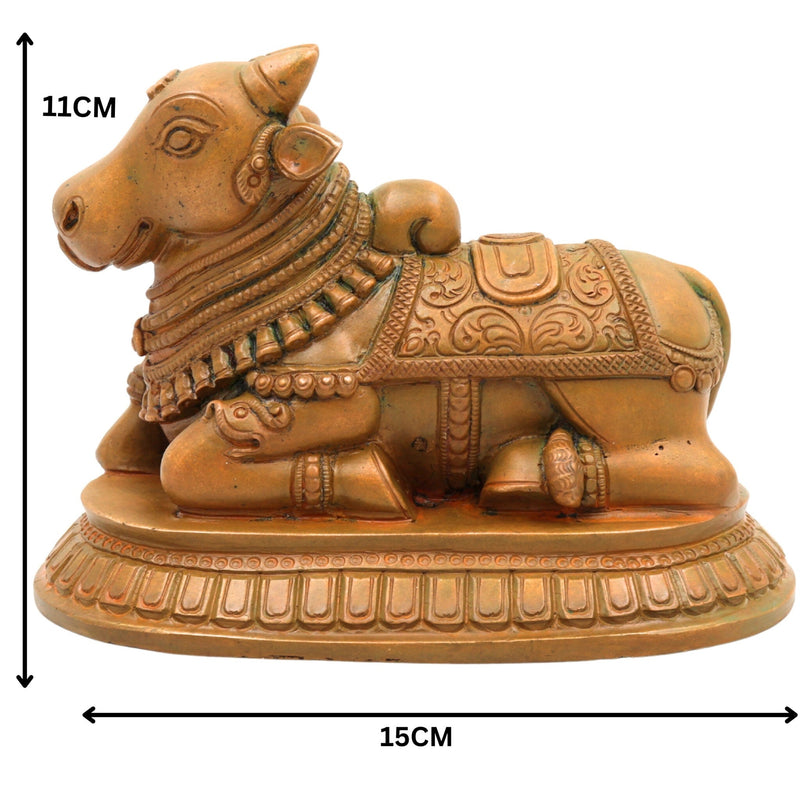 Bronze Nandi Idol, Panchaloha Nandikeshwara Sculpture, Chola Art, Indian Temple Decor, Devotional Nandishvara Statue