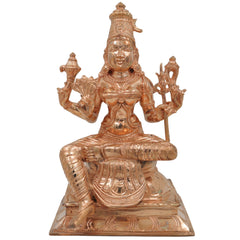 Bronze Rajarajeshwari Idol, Panchaloha Murti, Handmade Raja Rajeshwari Goddess Sculpture, Chola Art Statue for Pooja & Home Decor, Gold, 10.5 Inch, 1 Piece
