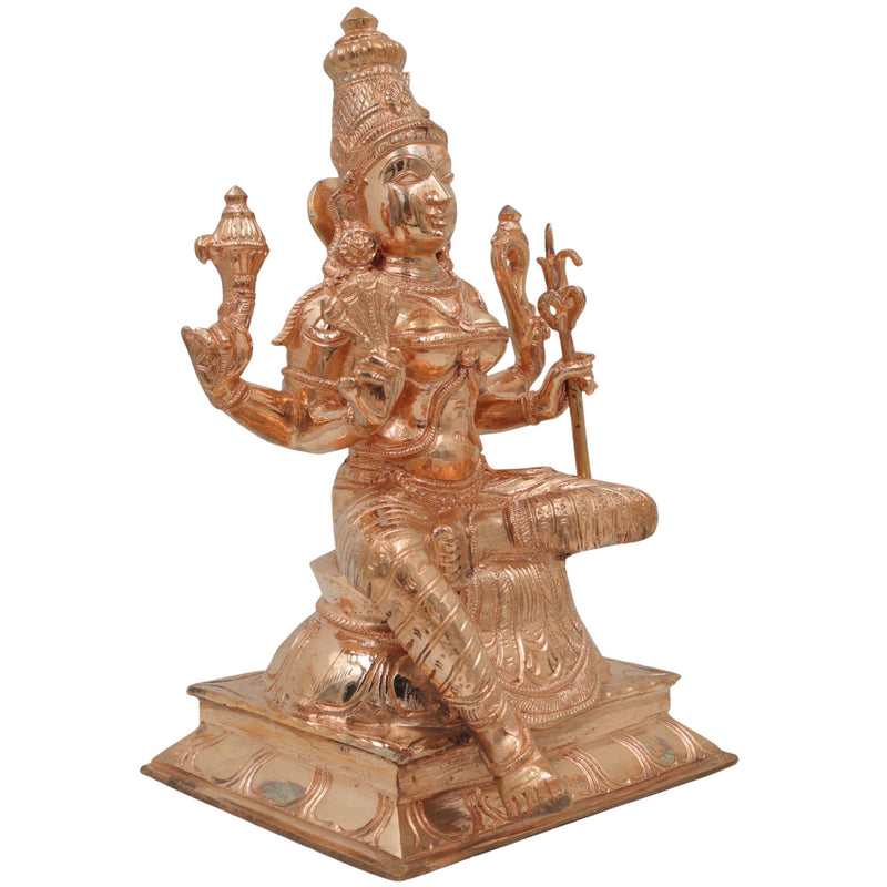 Bronze Rajarajeshwari Idol, Panchaloha Murti, Handmade Raja Rajeshwari Goddess Sculpture, Chola Art Statue for Pooja & Home Decor, Gold, 10.5 Inch, 1 Piece