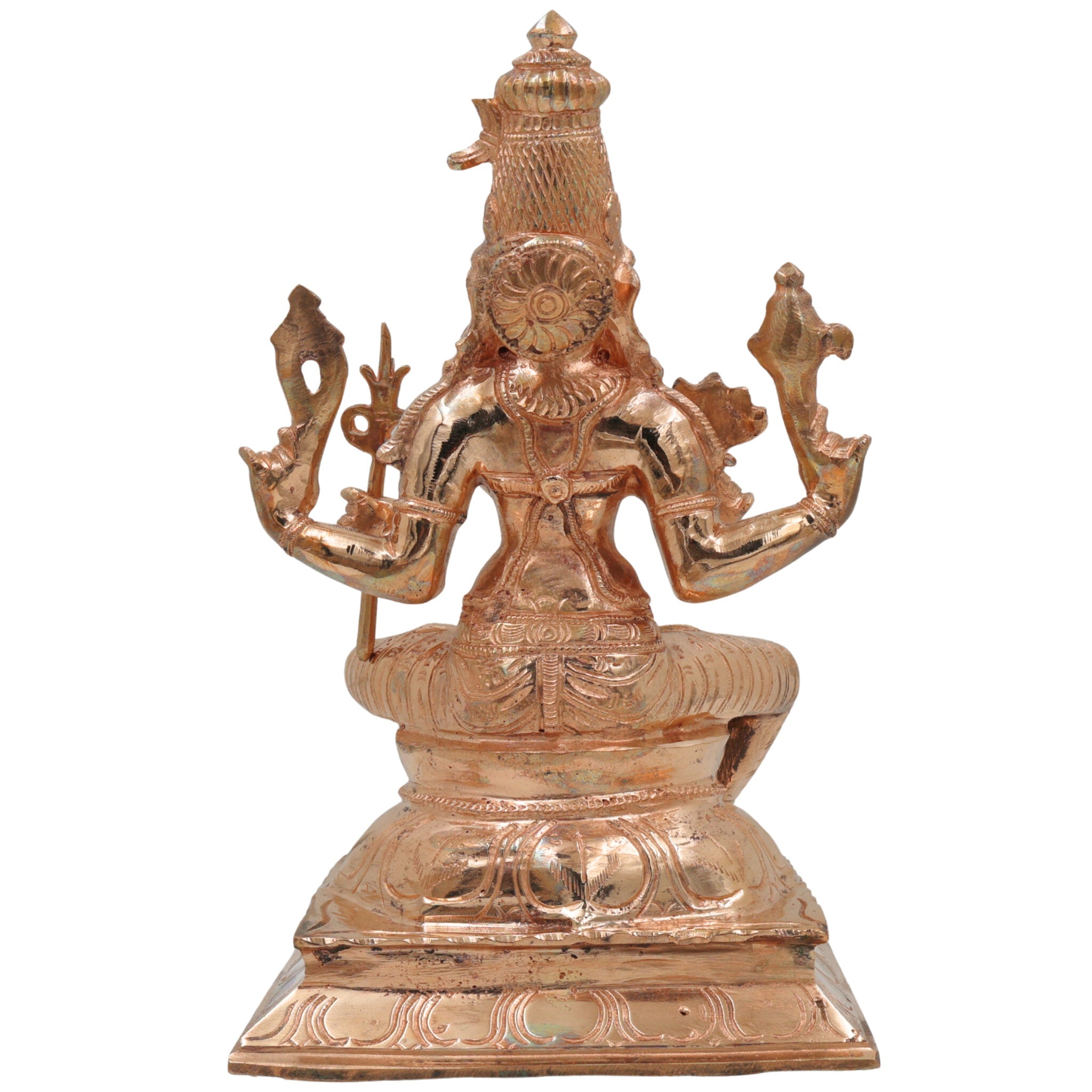 Bronze Rajarajeshwari Idol, Panchaloha Murti, Handmade Raja Rajeshwari Goddess Sculpture, Chola Art Statue for Pooja & Home Decor, Gold, 10.5 Inch, 1 Piece
