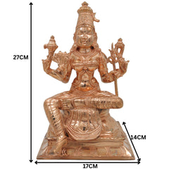 Bronze Rajarajeshwari Idol, Panchaloha Murti, Handmade Raja Rajeshwari Goddess Sculpture, Chola Art Statue for Pooja & Home Decor, Gold, 10.5 Inch, 1 Piece