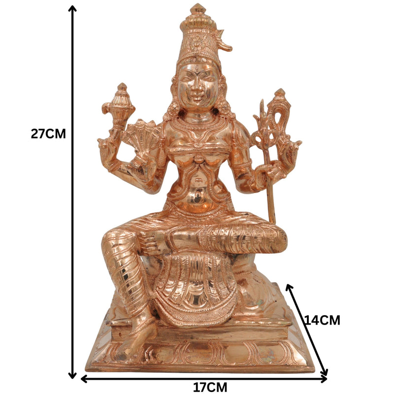 Bronze Rajarajeshwari Idol, Panchaloha Murti, Handmade Raja Rajeshwari Goddess Sculpture, Chola Art Statue for Pooja & Home Decor, Gold, 10.5 Inch, 1 Piece