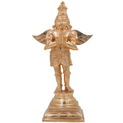 Bronze Garuda Idol, Handmade Panchaloha Murti, Vishnu Vahana Statue, Chola Art Decorative Poja Sculpture, Panchadhatu Artisan Figurine, Gold, 13 Inch, 1 Piece