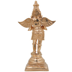 Bronze Garuda Idol, Handmade Panchaloha Murti, Vishnu Vahana Statue, Chola Art Decorative Poja Sculpture, Panchadhatu Artisan Figurine, Gold, 13 Inch, 1 Piece