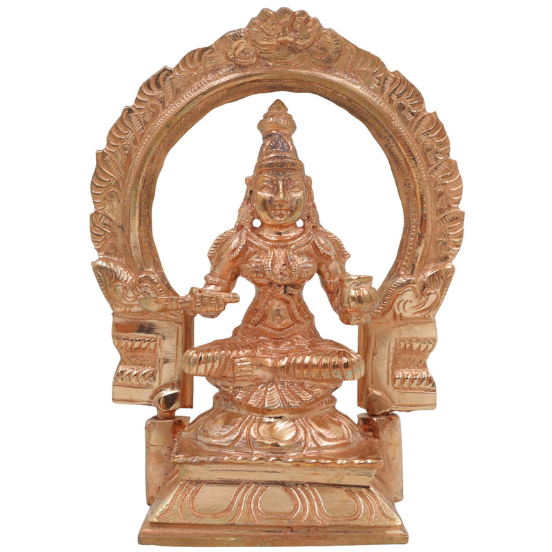Bronze Annapurna Idol, Panchaloha Murti, Handmade Annapoorna Statue, Chola Art Sculpture, Annapurneshwari Brass Figurine for Home & Temple Pooja, Gold, 6.5 Inch, 1 Piece