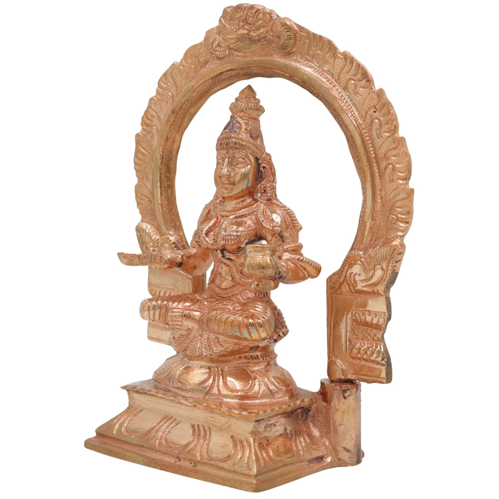Bronze Annapurna Idol, Panchaloha Murti, Handmade Annapoorna Statue, Chola Art Sculpture, Annapurneshwari Brass Figurine for Home & Temple Pooja, Gold, 6.5 Inch, 1 Piece