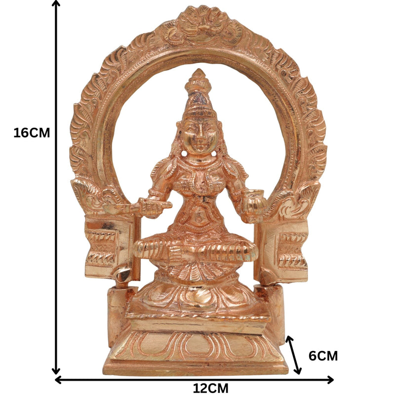 Bronze Annapurna Idol, Panchaloha Murti, Handmade Annapoorna Statue, Chola Art Sculpture, Annapurneshwari Brass Figurine for Home & Temple Pooja, Gold, 6.5 Inch, 1 Piece