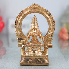 Bronze Annapurna Idol, Handmade Panchaloha & Chola Art Sculpture, Annapurneshwari Statue for Pooja, Home, Temple, Vastu Decor, Gold, 6.5 Inch, 1 Piece