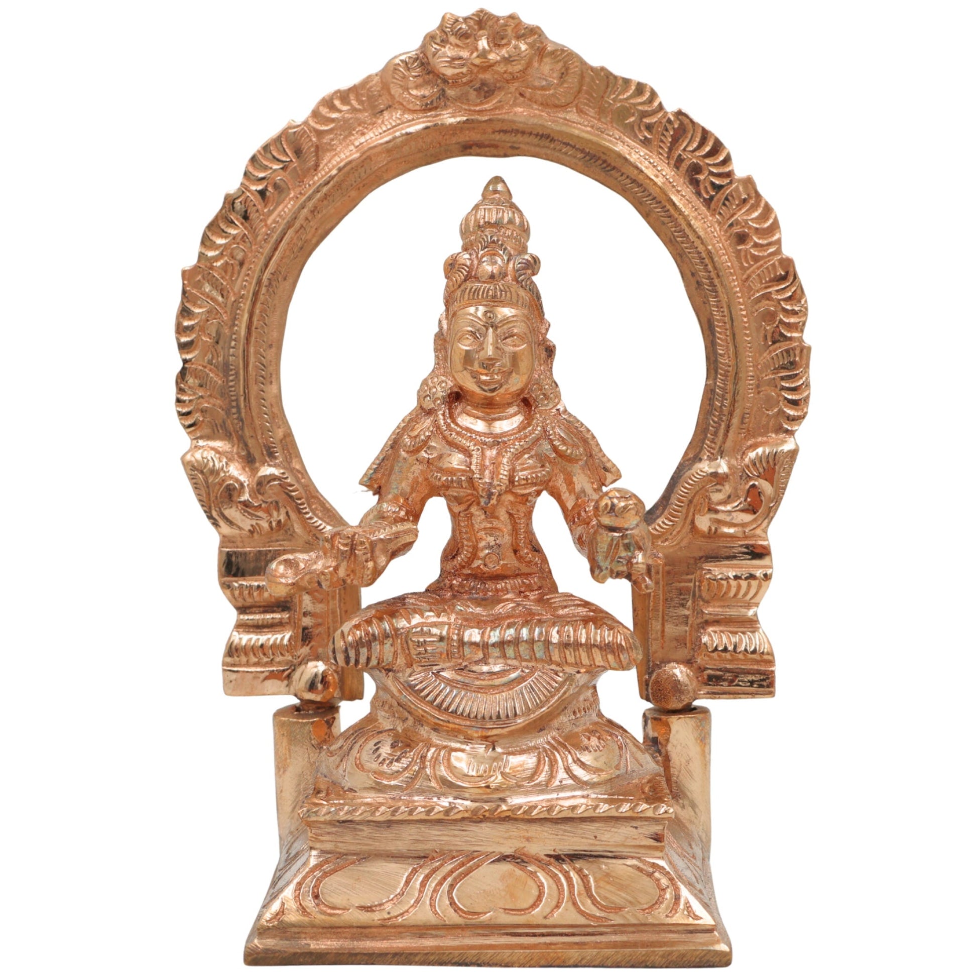 Bronze Annapurna Idol, Handmade Panchaloha & Chola Art Sculpture, Annapurneshwari Statue for Pooja, Home, Temple, Vastu Decor, Gold, 6.5 Inch, 1 Piece