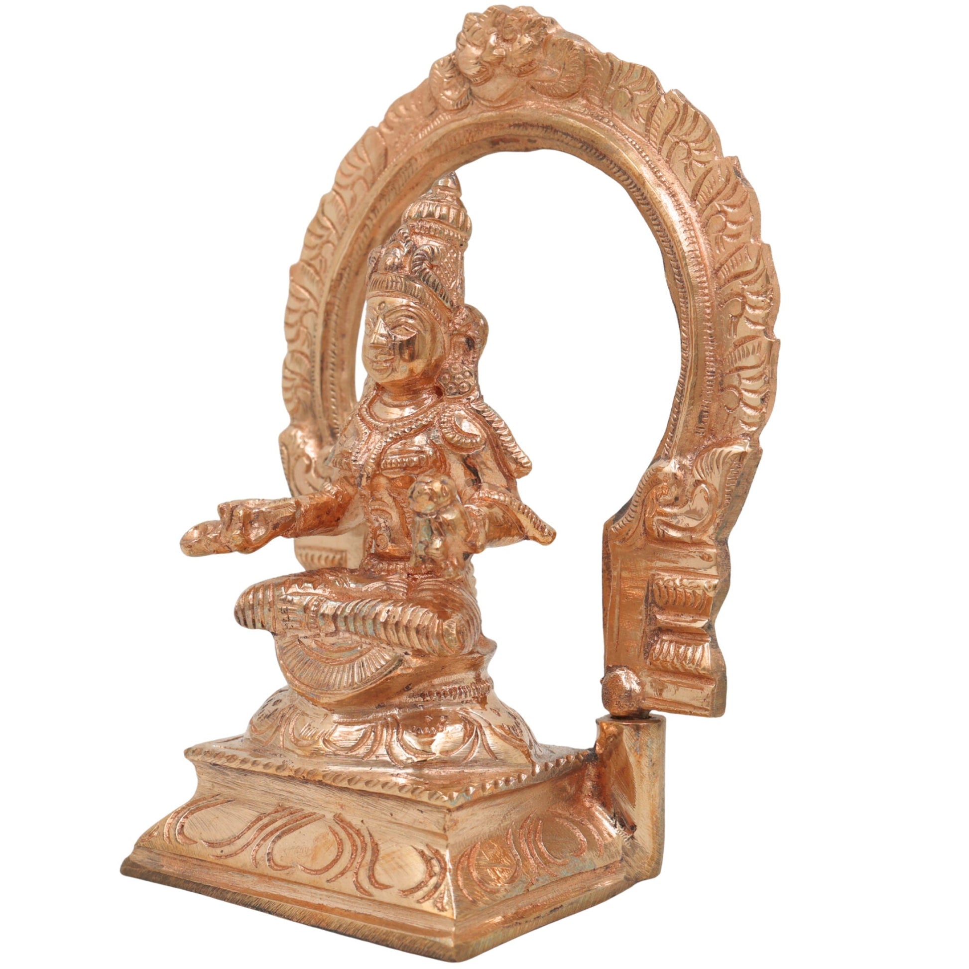 Bronze Annapurna Idol, Handmade Panchaloha & Chola Art Sculpture, Annapurneshwari Statue for Pooja, Home, Temple, Vastu Decor, Gold, 6.5 Inch, 1 Piece