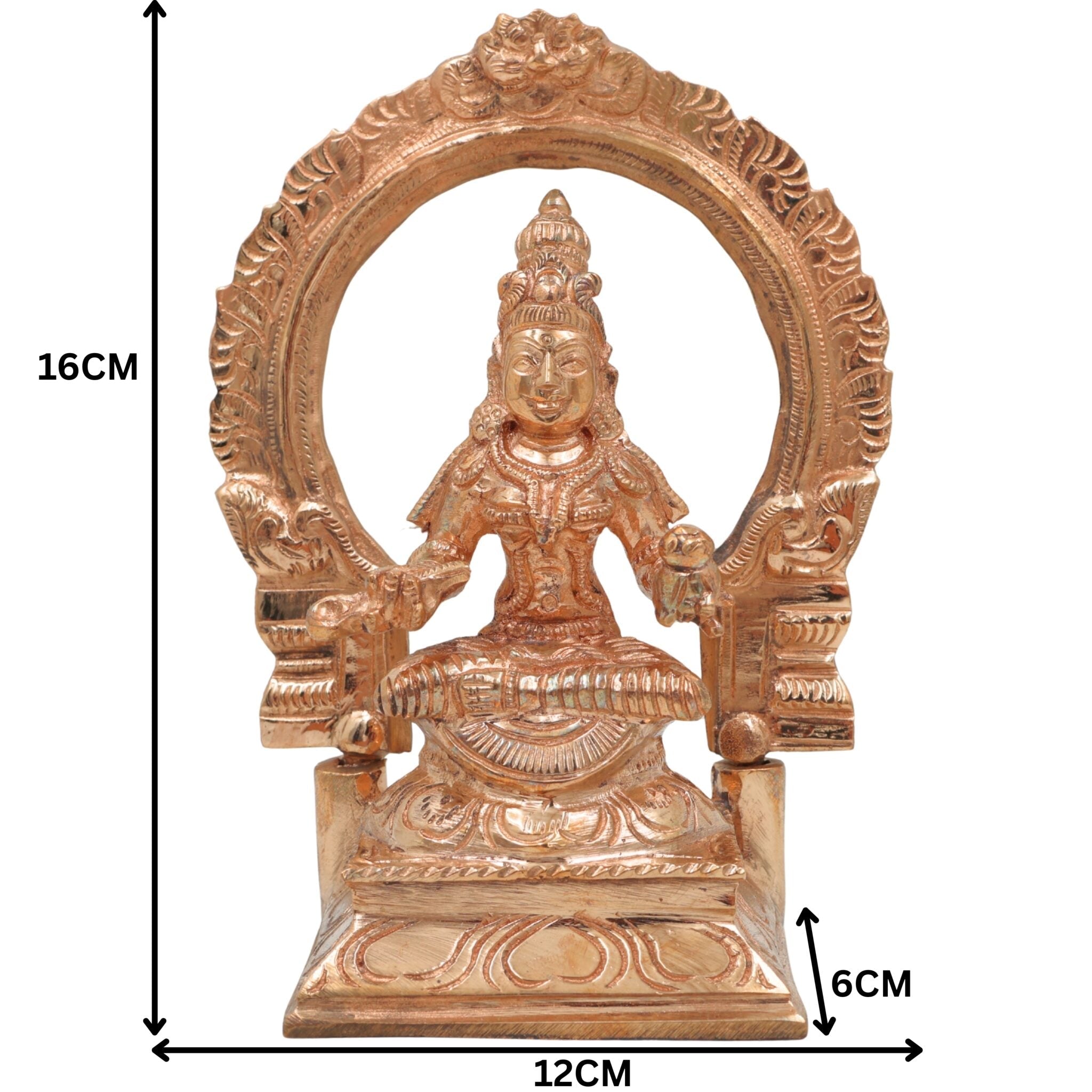 Bronze Annapurna Idol, Handmade Panchaloha & Chola Art Sculpture, Annapurneshwari Statue for Pooja, Home, Temple, Vastu Decor, Gold, 6.5 Inch, 1 Piece