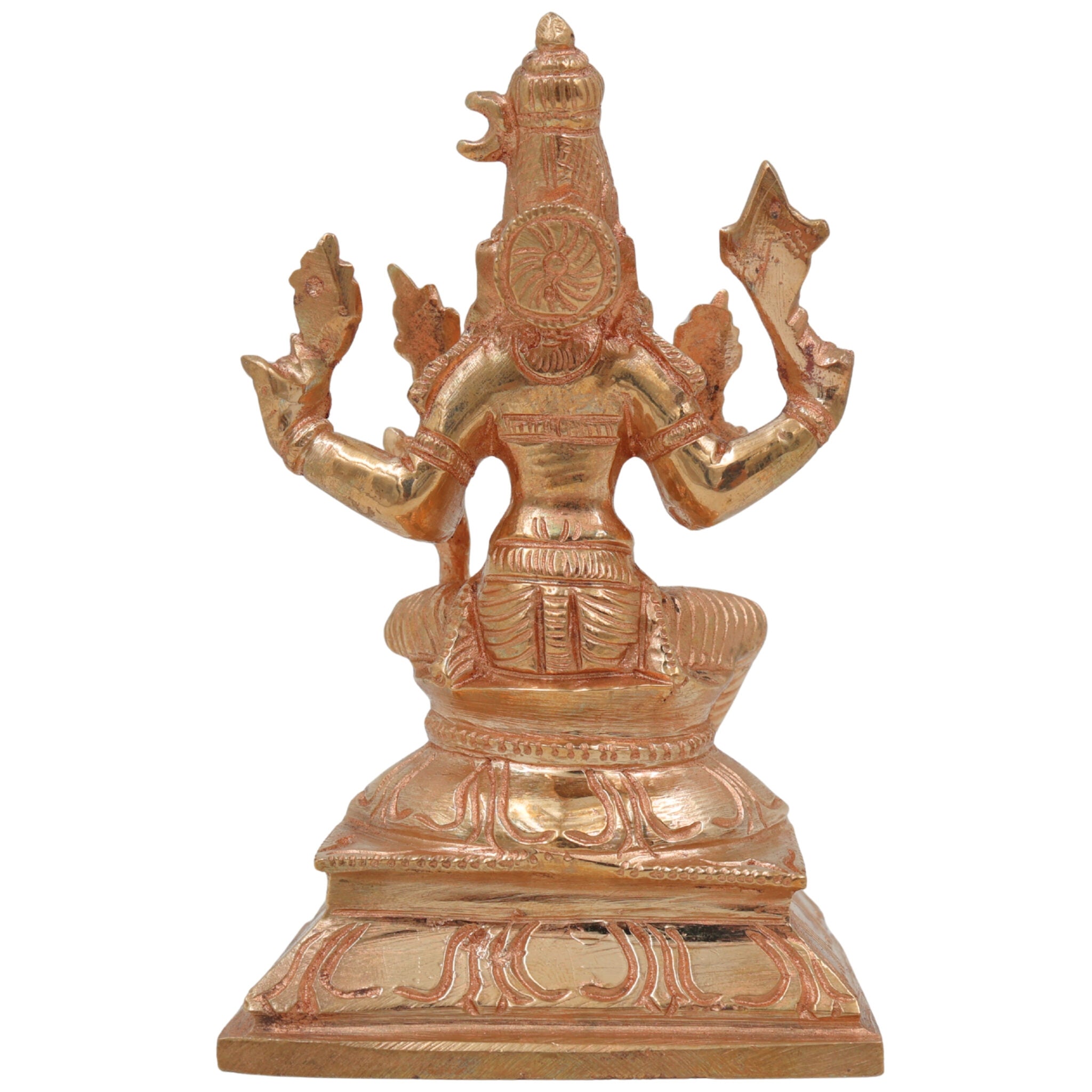 Bronze Rajarajeshwari Idol, Raja Rajeshwari Murti, Handmade Panchaloha / Ashtadhatu Goddess Statue for Pooja & Home Decor, Gold, 5 Inch, 1 Piece