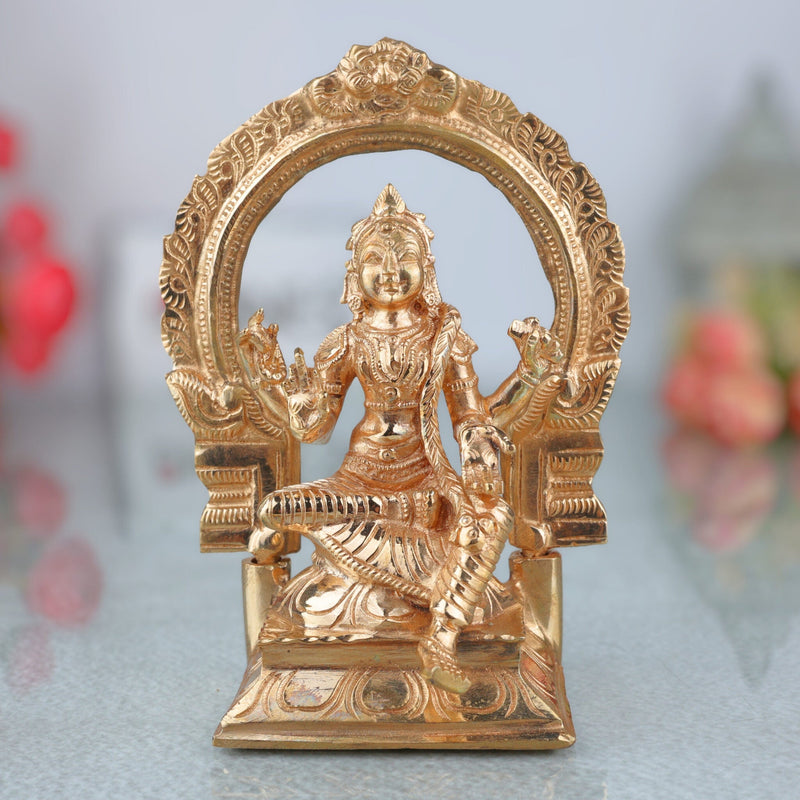 Bronze Balambika Idol, Panchaloha Statue, Bala Tripurasundari Murti, Handcrafted South Indian Temple & Home Puja Sculpture, Gold, 6 Inch, 1 Piece