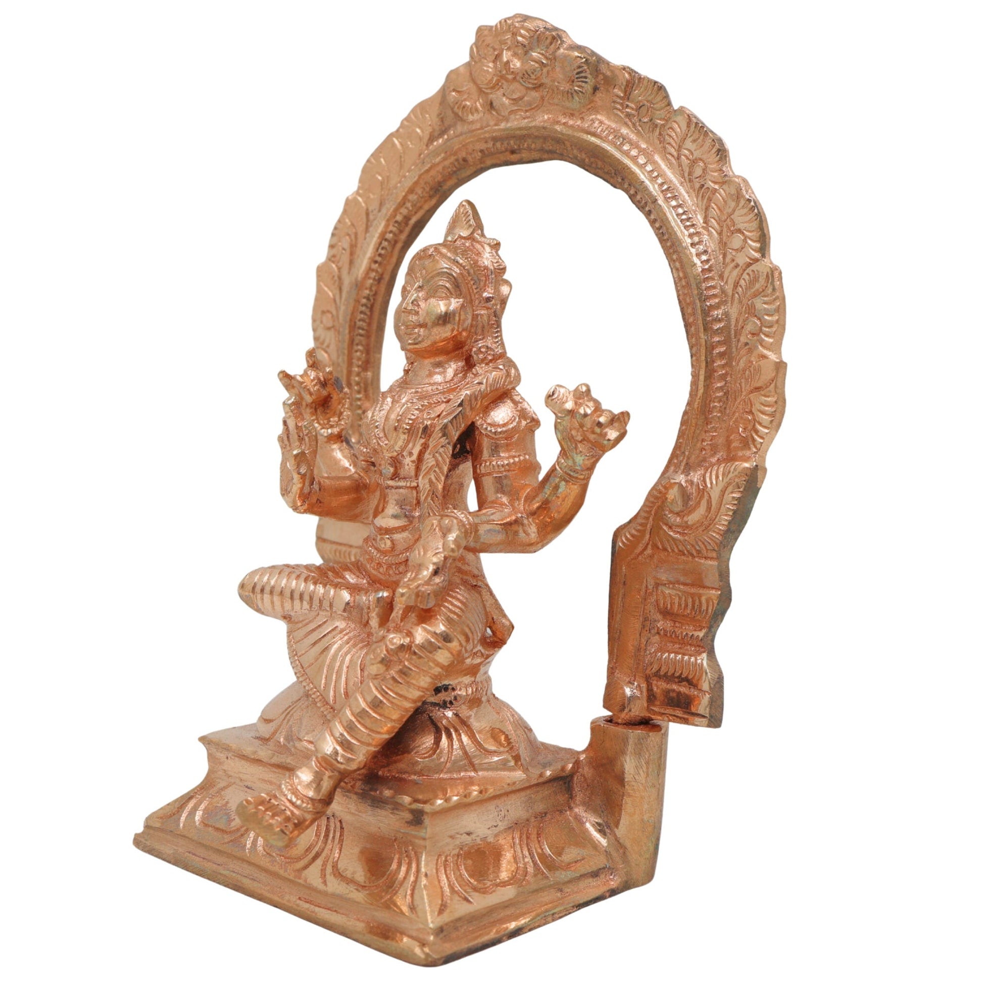 Bronze Balambika Idol, Panchaloha Statue, Bala Tripurasundari Murti, Handcrafted South Indian Temple & Home Puja Sculpture, Gold, 6 Inch, 1 Piece