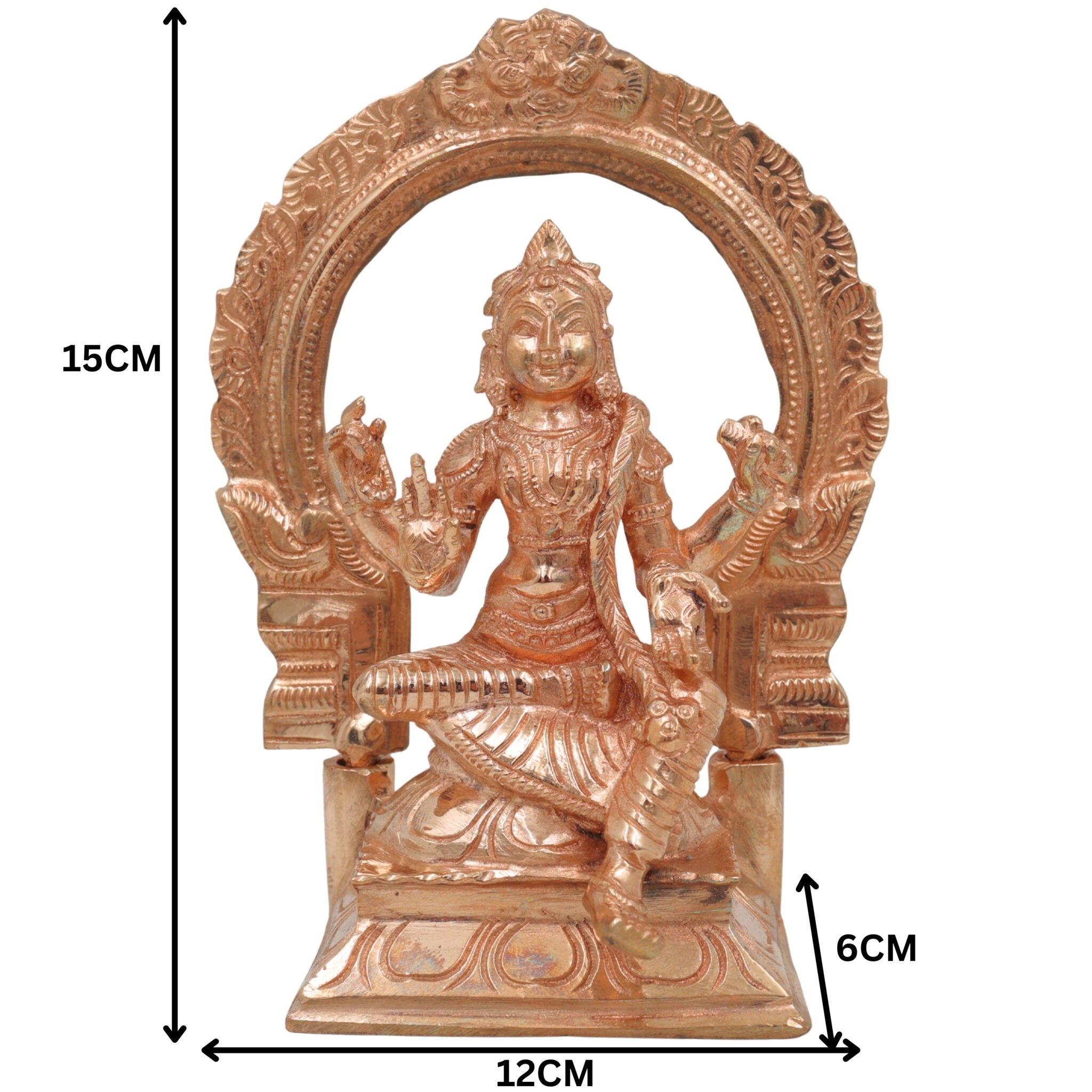 Bronze Balambika Idol, Panchaloha Statue, Bala Tripurasundari Murti, Handcrafted South Indian Temple & Home Puja Sculpture, Gold, 6 Inch, 1 Piece