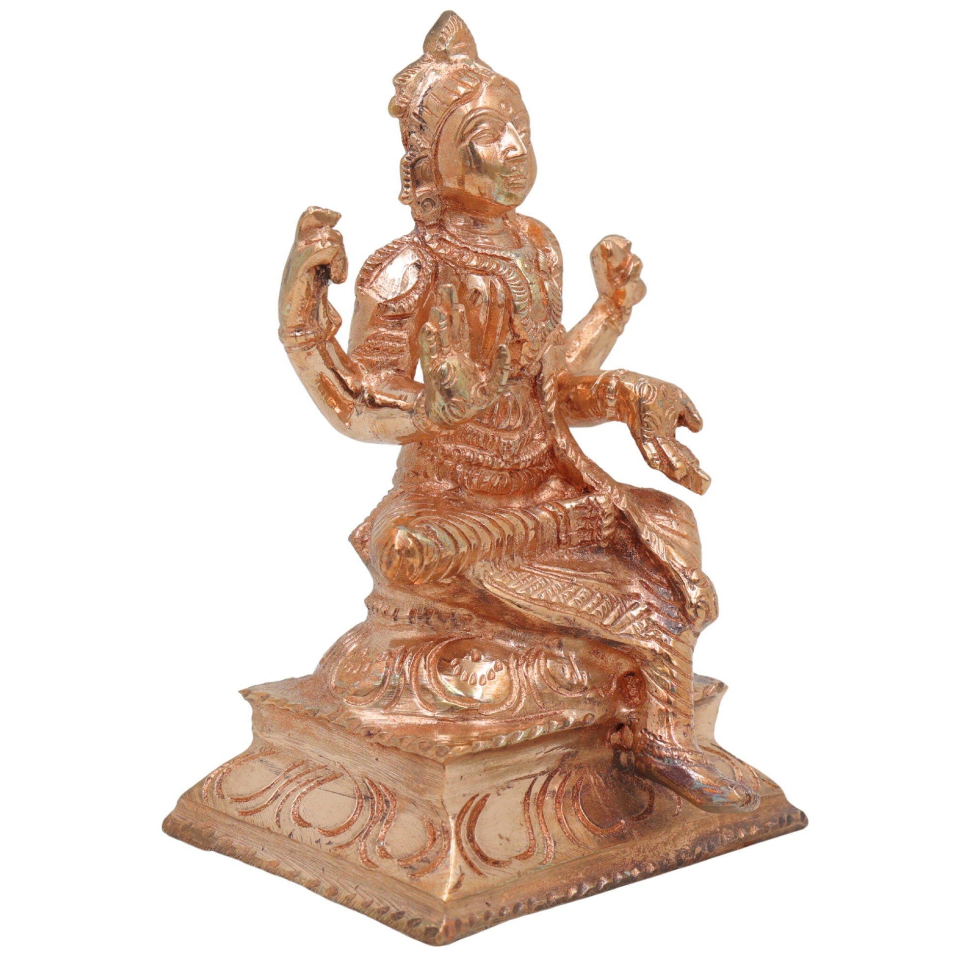 Bronze Handcrafted Balambika Idol, Bala Tripurasundari Panchaloha Statue, South Indian Chola Art Sculpture, Divine Home Temple Decor, Gold, 4.5 Inch, 1 Piece