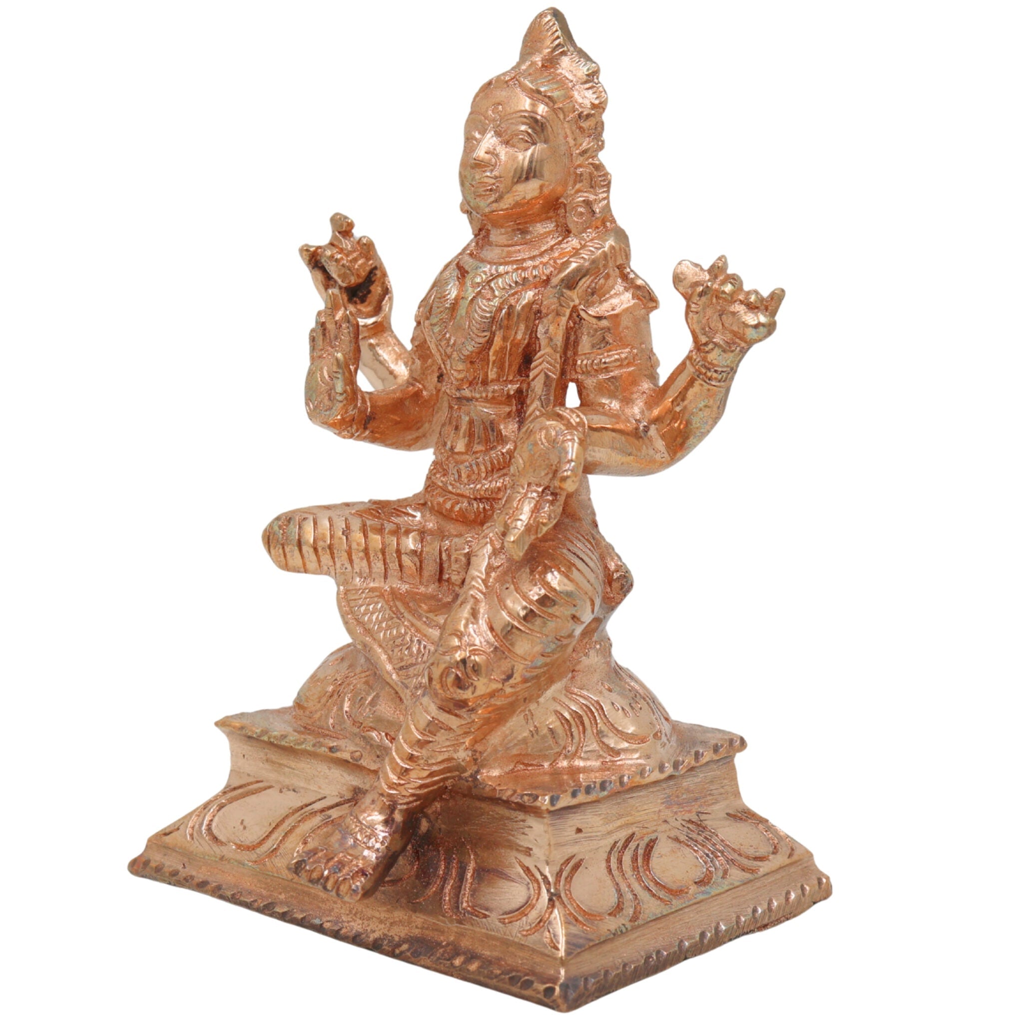 Bronze Handcrafted Balambika Idol, Bala Tripurasundari Panchaloha Statue, South Indian Chola Art Sculpture, Divine Home Temple Decor, Gold, 4.5 Inch, 1 Piece