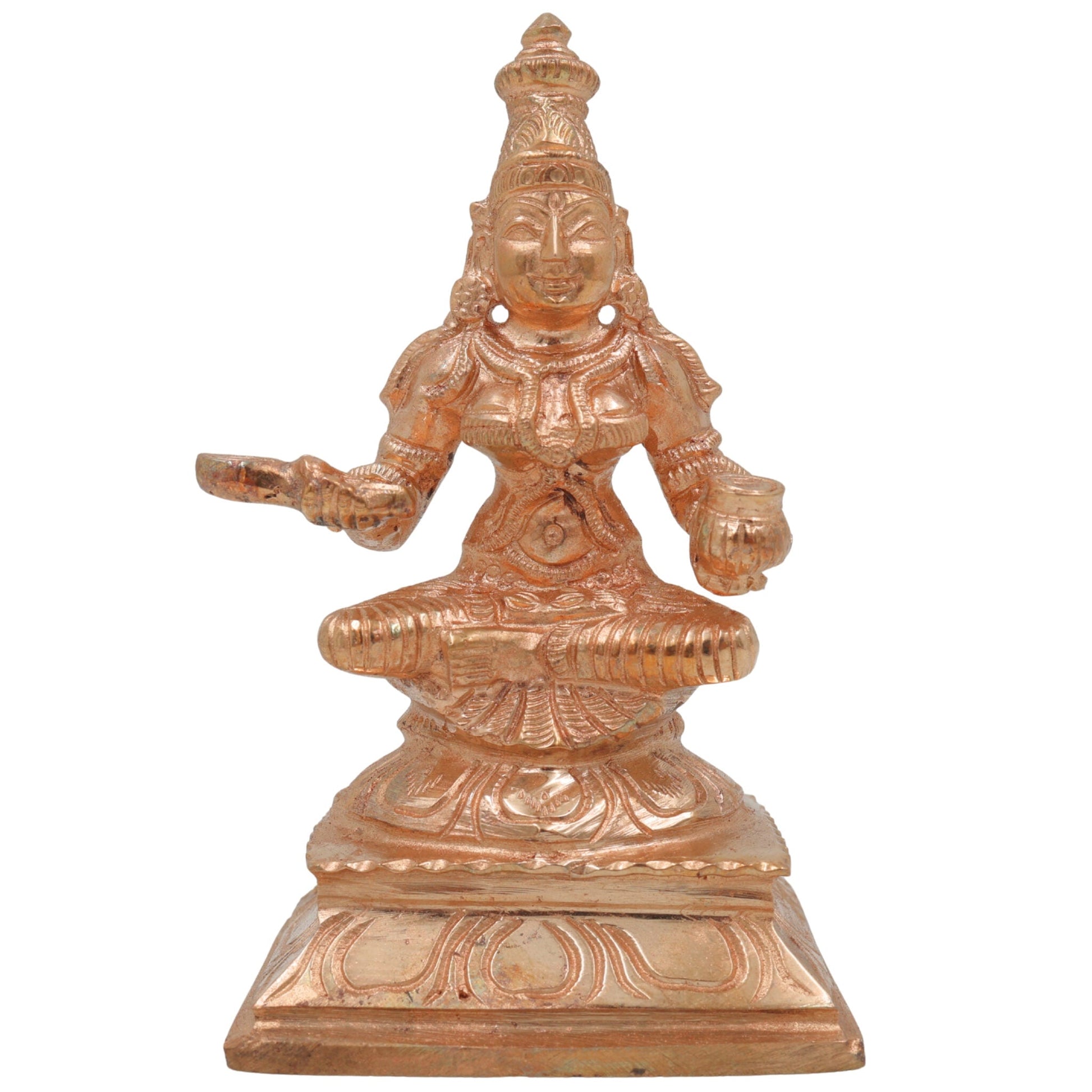 Bronze Handcrafted Annapurna Idol, Annapurneshwari Murti, Annapurna Devi Statue, Panchaloha & Ashtadhatu Sculpture for Pooja & Home Decor, Gold, 4.5 Inch, 1 Piece