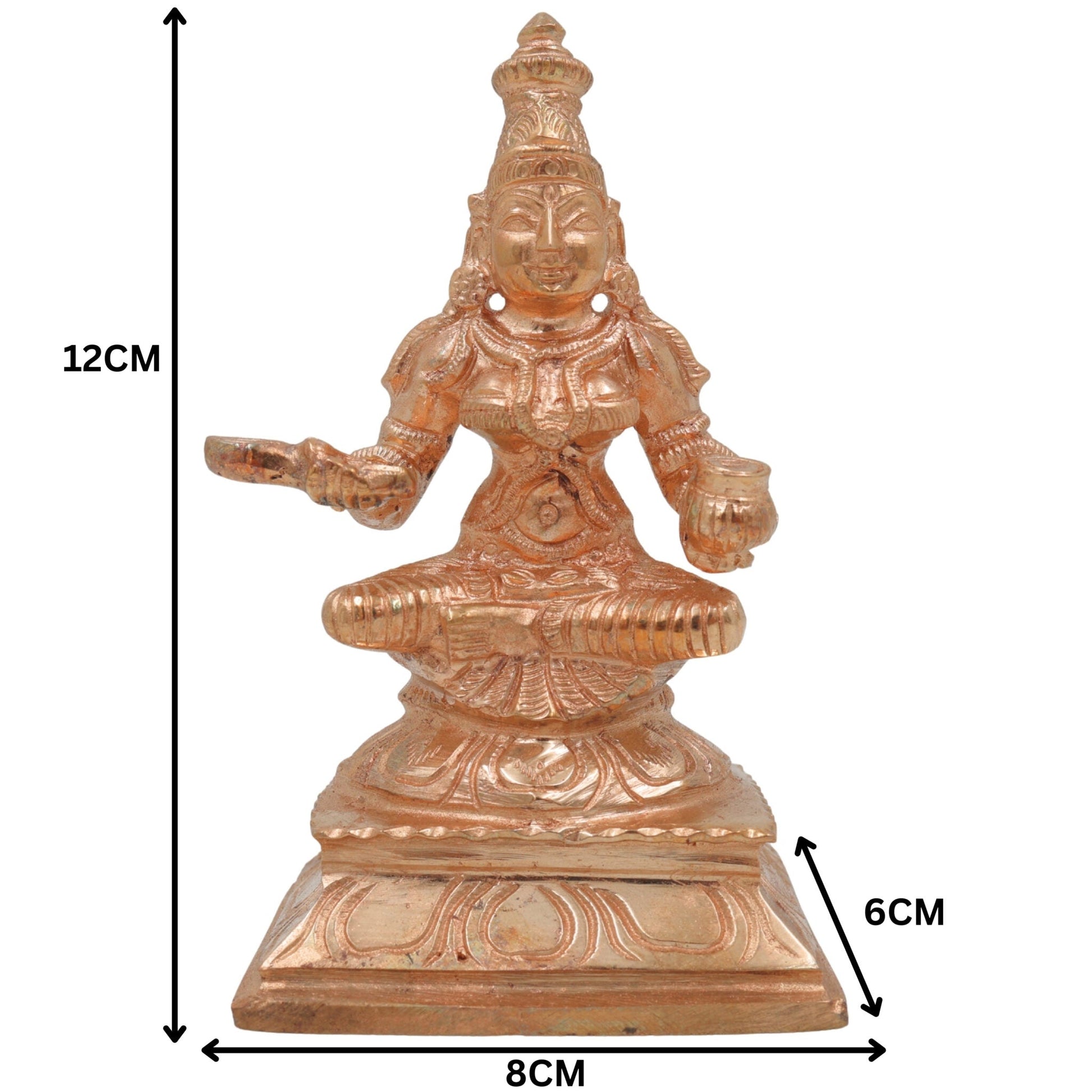Bronze Handcrafted Annapurna Idol, Annapurneshwari Murti, Annapurna Devi Statue, Panchaloha & Ashtadhatu Sculpture for Pooja & Home Decor, Gold, 4.5 Inch, 1 Piece