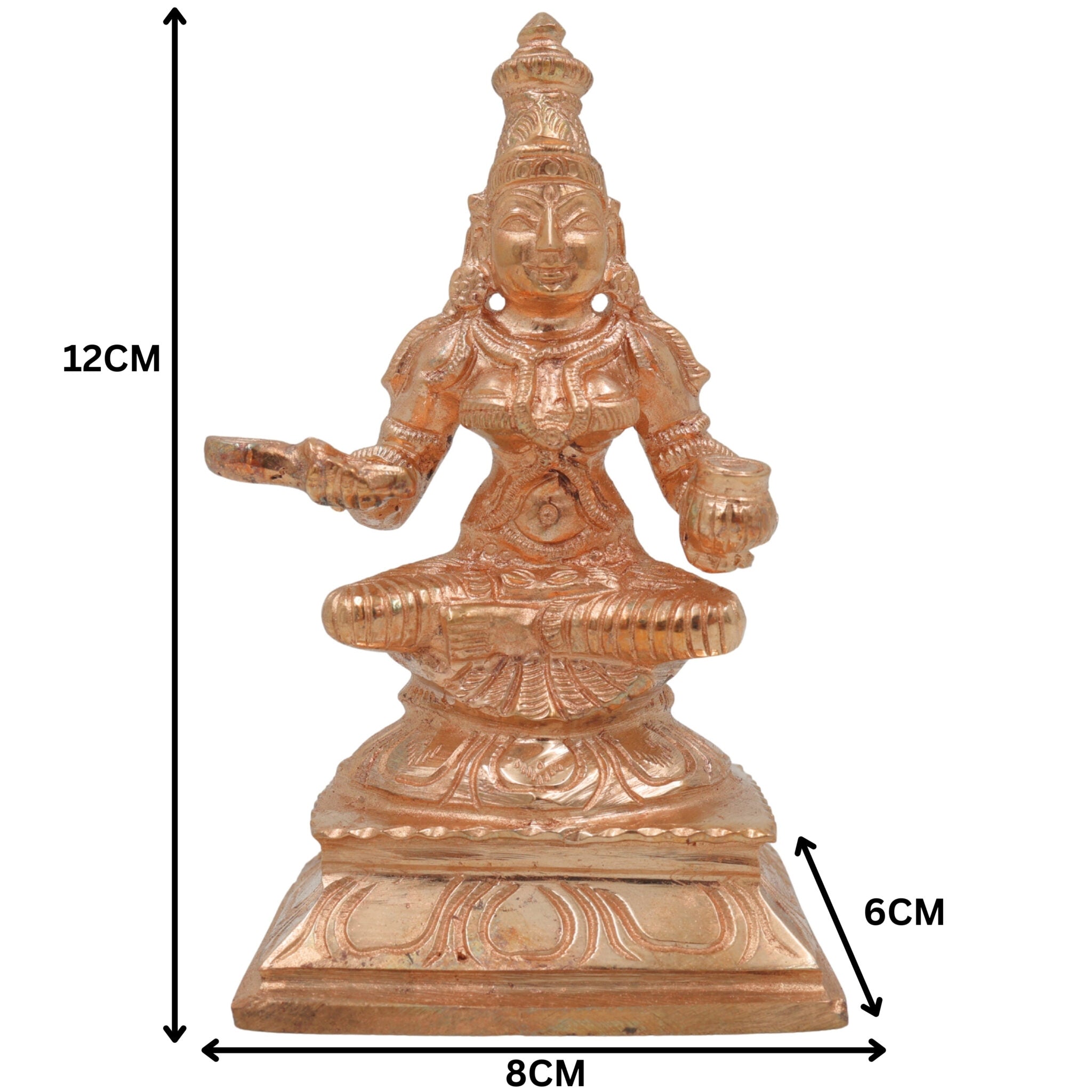 Bronze Handcrafted Annapurna Idol, Annapurneshwari Murti, Annapurna Devi Statue, Panchaloha & Ashtadhatu Sculpture for Pooja & Home Decor, Gold, 4.5 Inch, 1 Piece