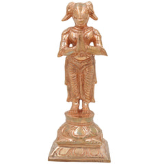 Bronze Handcrafted Prajapati Daksha Idol, Lord Brahma Murti, Panchaloha/Vedic Sculpture, Chola Art Temple & Pooja Statue, Gold, 5.5 Inch, 1 Piece