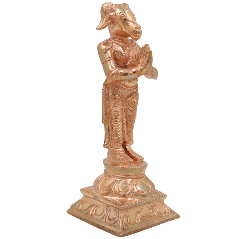 Bronze Handcrafted Prajapati Daksha Idol, Lord Brahma Murti, Panchaloha/Vedic Sculpture, Chola Art Temple & Pooja Statue, Gold, 5.5 Inch, 1 Piece