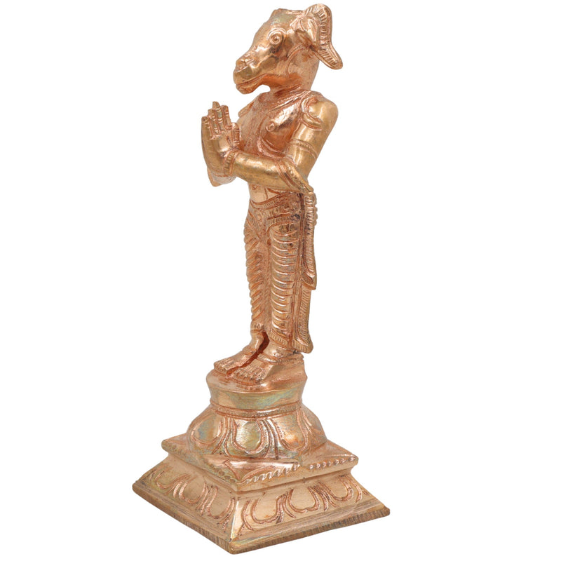Bronze Handcrafted Prajapati Daksha Idol, Lord Brahma Murti, Panchaloha/Vedic Sculpture, Chola Art Temple & Pooja Statue, Gold, 5.5 Inch, 1 Piece