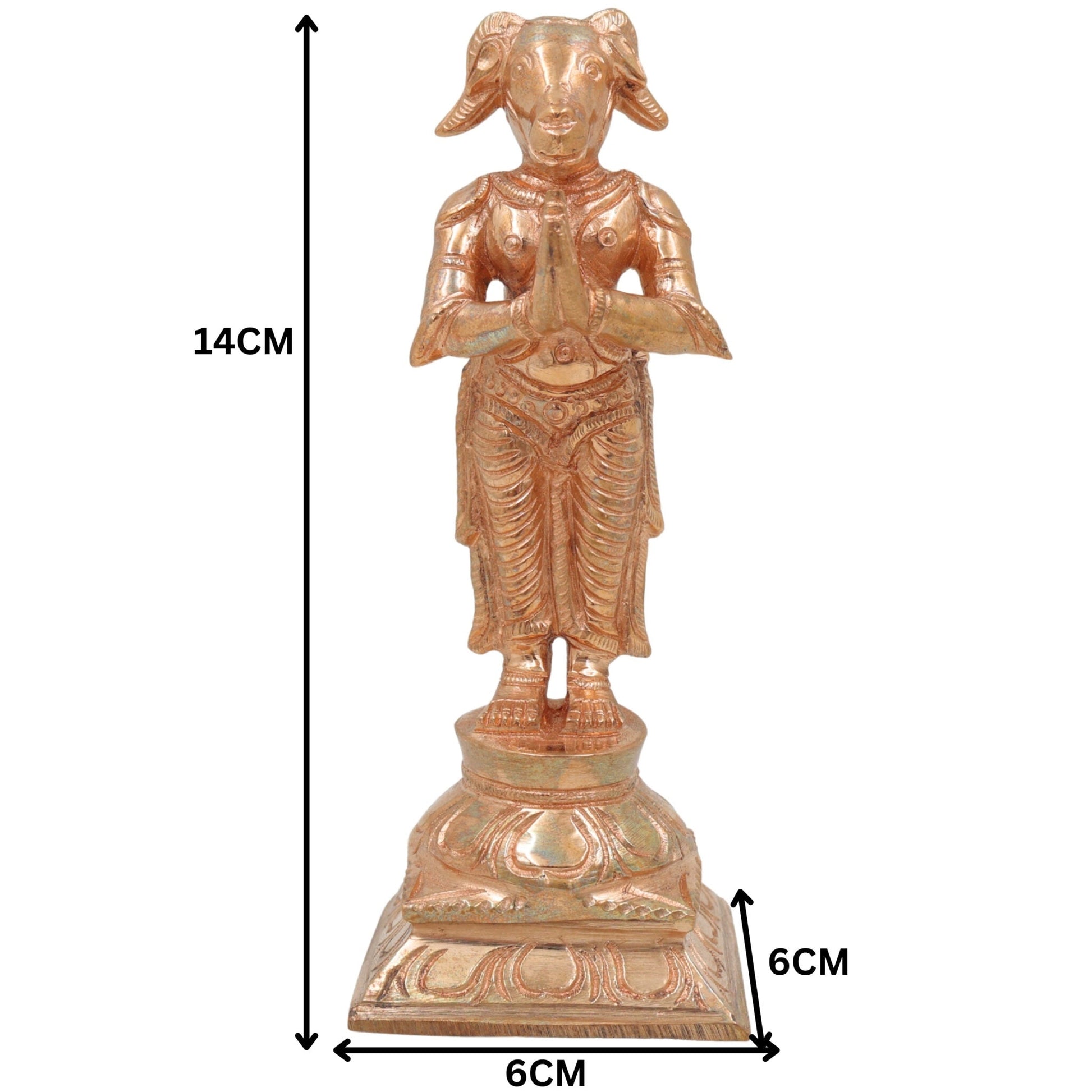 Bronze Handcrafted Prajapati Daksha Idol, Lord Brahma Murti, Panchaloha/Vedic Sculpture, Chola Art Temple & Pooja Statue, Gold, 5.5 Inch, 1 Piece
