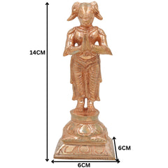 Bronze Handcrafted Prajapati Daksha Idol, Lord Brahma Murti, Panchaloha/Vedic Sculpture, Chola Art Temple & Pooja Statue, Gold, 5.5 Inch, 1 Piece