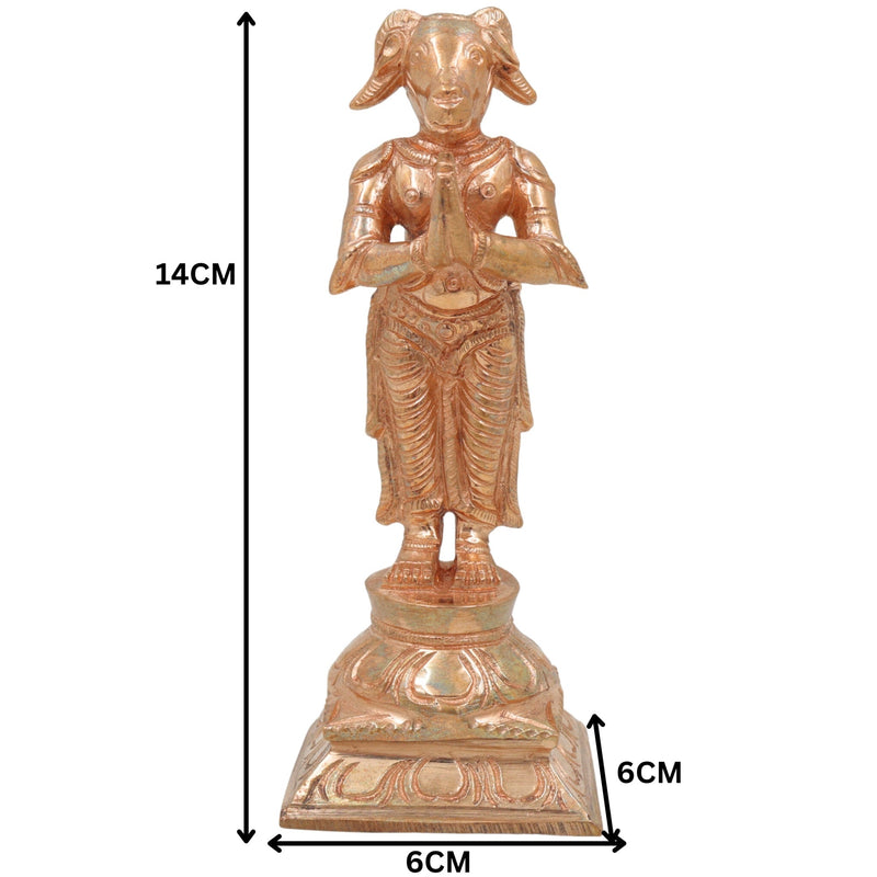 Bronze Handcrafted Prajapati Daksha Idol, Lord Brahma Murti, Panchaloha/Vedic Sculpture, Chola Art Temple & Pooja Statue, Gold, 5.5 Inch, 1 Piece