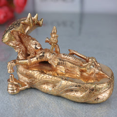 Bronze Padmanabha Swamy Idol | Handcrafted Panchaloha Murti | Chola Art Vishnu Statue | South India Temple & Home Decor, Gold, 3.5 Inch, 1 Piece