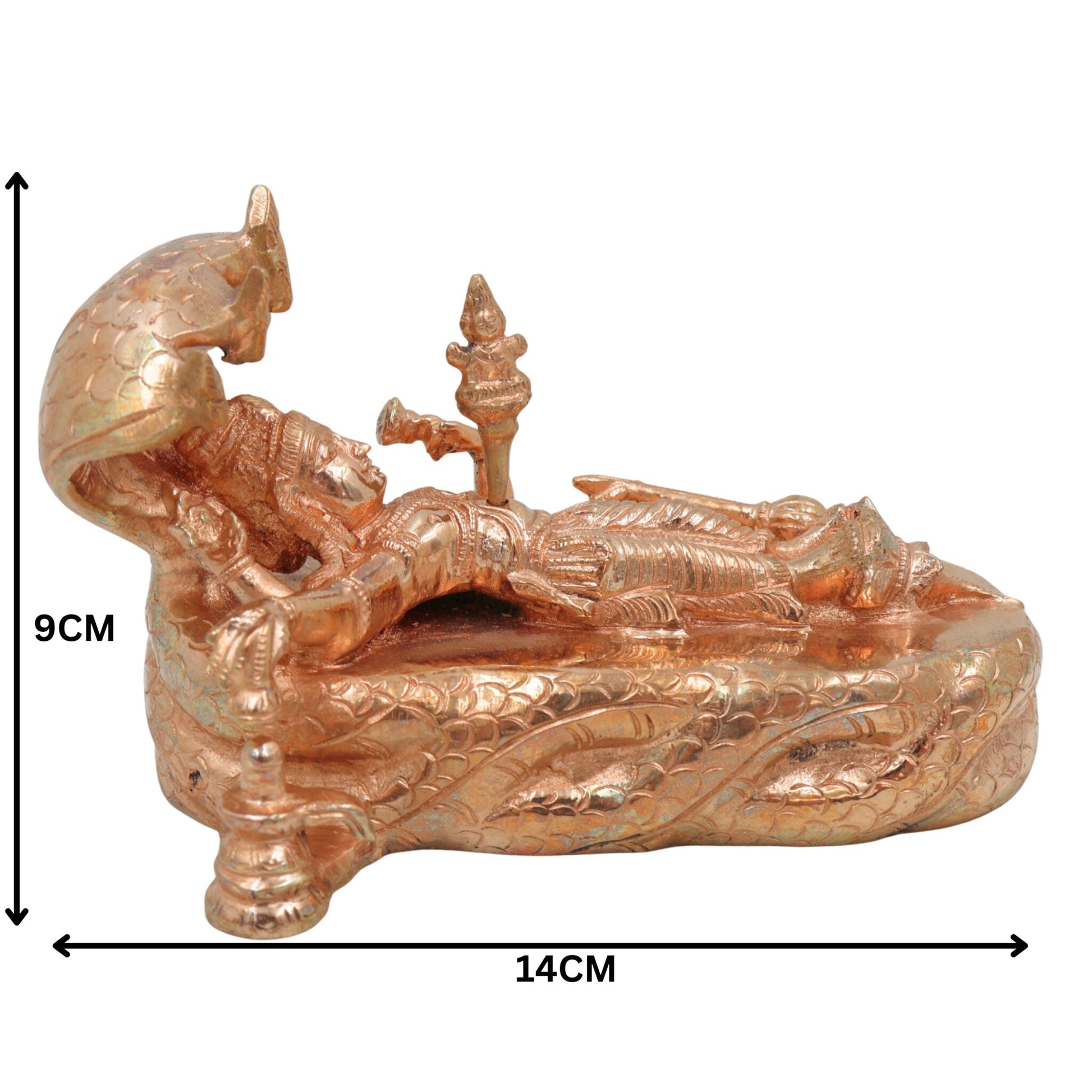 Bronze Padmanabha Swamy Idol | Handcrafted Panchaloha Murti | Chola Art Vishnu Statue | South India Temple & Home Decor, Gold, 3.5 Inch, 1 Piece