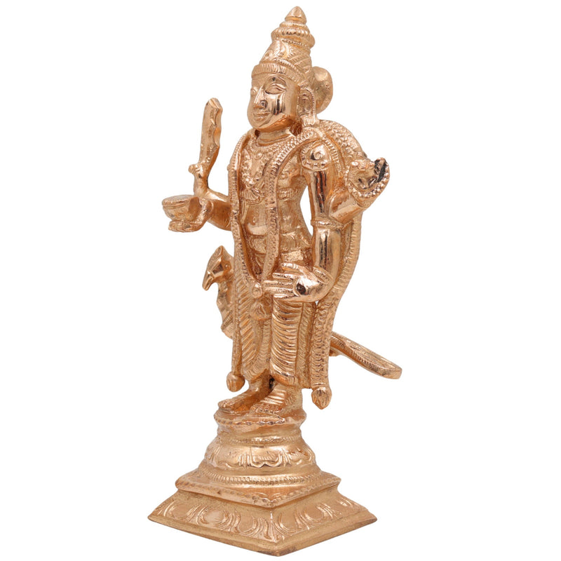Bronze Handcrafted Murugan Idol, Thiruchandur Murugan Statue, Panchaloha Skanda, Kartikeya, Subramanya, Velan, South India Art, Gold, 6 Inch, 1 Piece