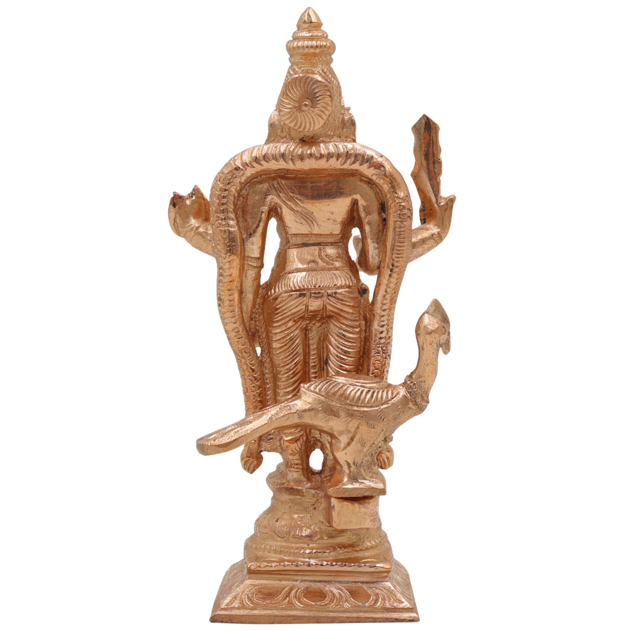 Bronze Handcrafted Murugan Idol, Thiruchandur Murugan Statue, Panchaloha Skanda, Kartikeya, Subramanya, Velan, South India Art, Gold, 6 Inch, 1 Piece