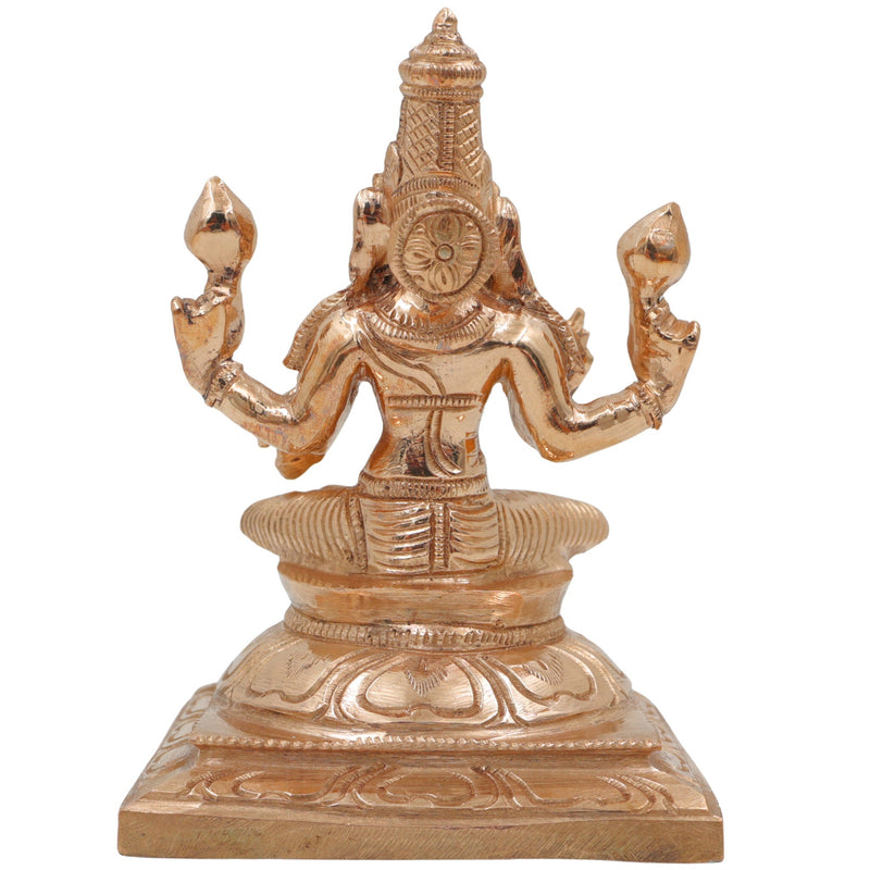 Bronze Handcrafted Lakshmi Idol, Panchaloha & Panchdhatu Murti, Dhanalakshmi, Mahalakshmi, Padmavati, Kamala, Varalakshmi Statue, Gold, 5 Inch, 1 Piece