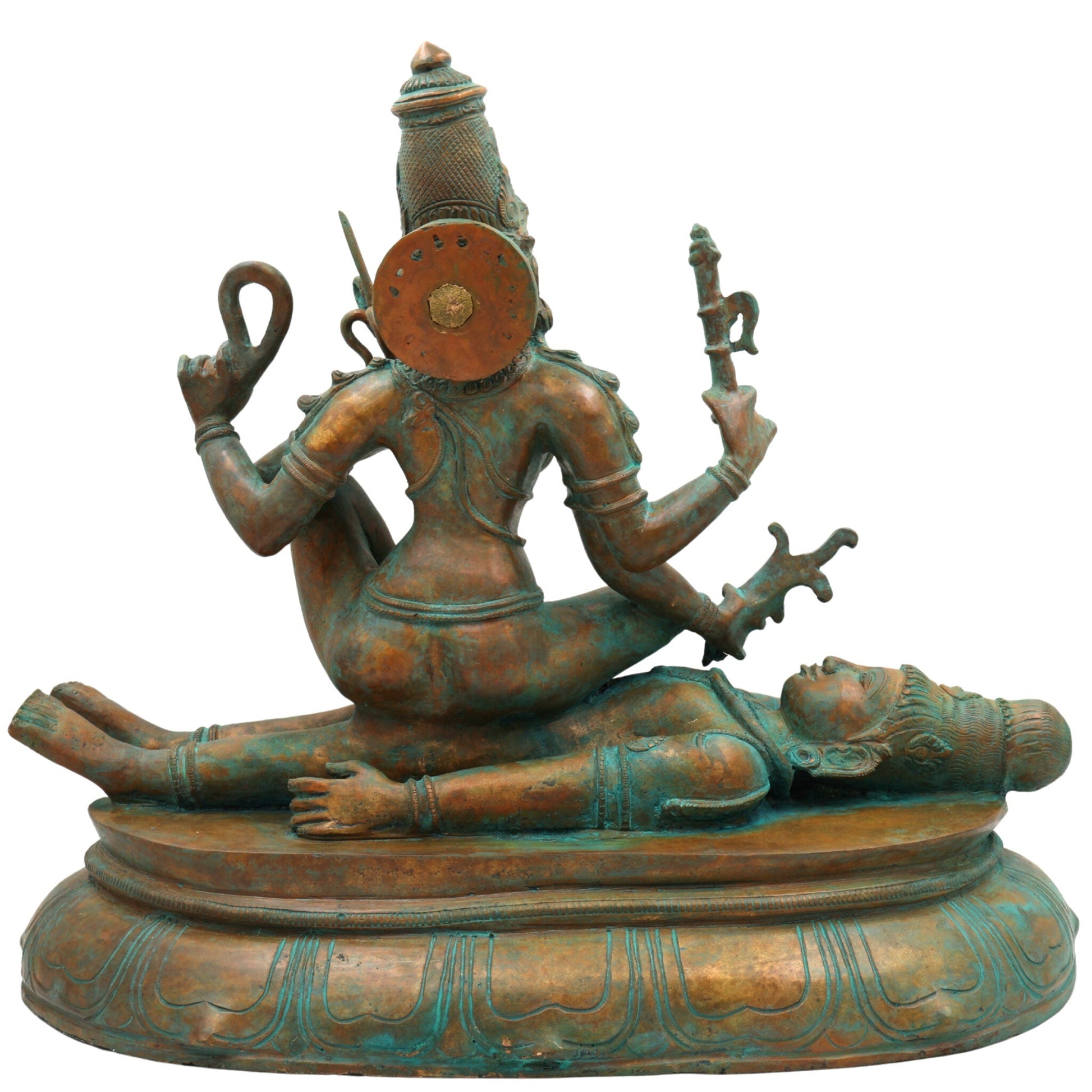 Bronze Handcrafted Sodeshwari On Shiva Idol, Panchaloha Murti, Chola Art Statue, Home Temple Decor, Spiritual Giftable Sculpture, Gold, 13.5 Inch, 1 Piece