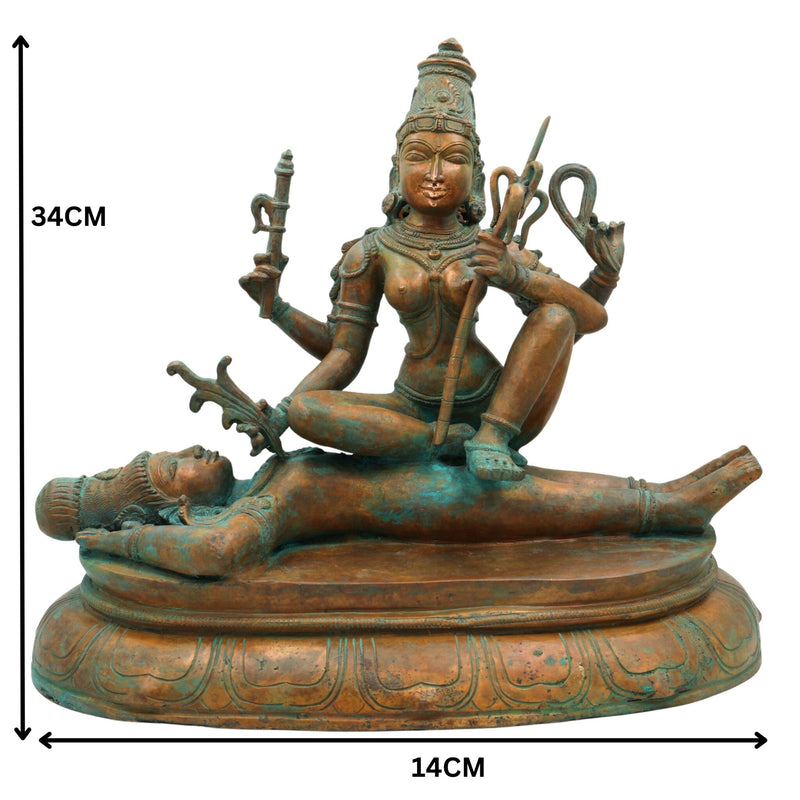 Bronze Handcrafted Sodeshwari On Shiva Idol, Panchaloha Murti, Chola Art Statue, Home Temple Decor, Spiritual Giftable Sculpture, Gold, 13.5 Inch, 1 Piece
