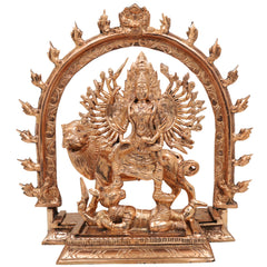 Bronze Durga Idol Mahishasuramardini Murti | Maa Durga, Shakti, Ambika, Bhavani Statue | Panchaloha Chola Art Sculpture for Temple & Home Decor, Gold, 12 Inch, 1 Piece