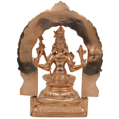 Bronze Rajarajeshwari Idol with Prabhavali, Handmade Panchaloha / Panchadhatu Goddess Murti, Raja Rajeshwari Lalitha Tripura Sundari Deity Sculpture, Gold, 8.5 Inch, 1 Piece