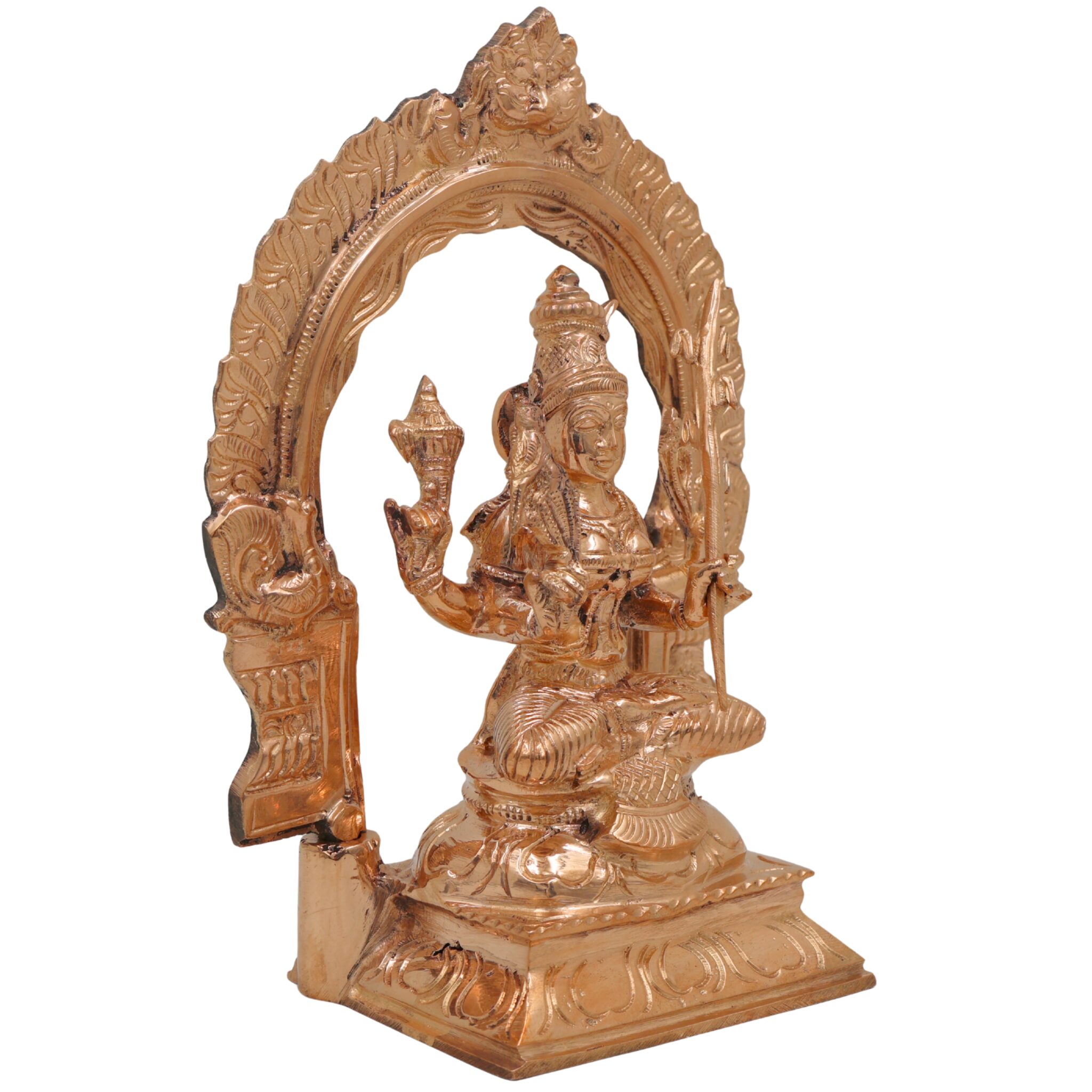 Bronze Kamakshi Idol | Kanchi Kamakshi Amman Devi Murti | Panchaloha Kamakshi Mata Statue | Handcrafted South Indian Sculpture, Gold, 8.5 Inch, 1 Piece