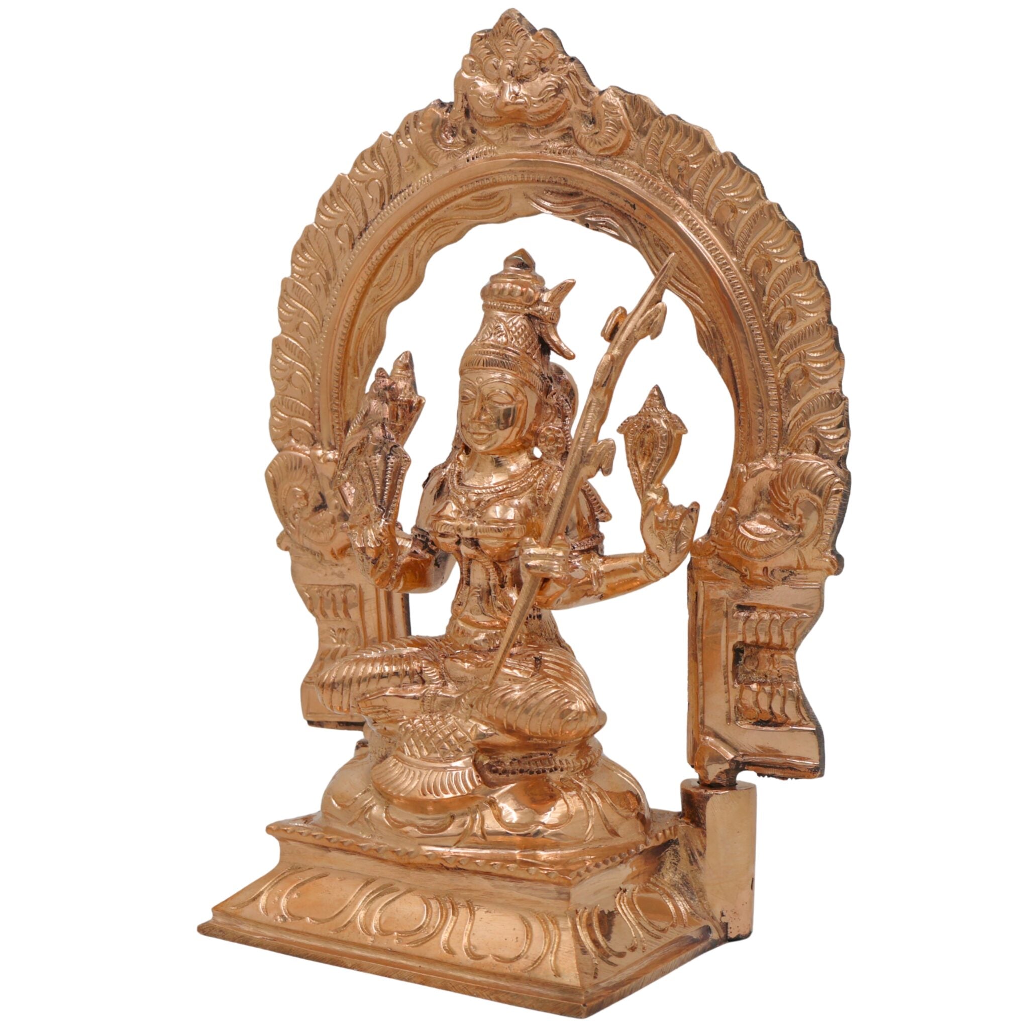 Bronze Kamakshi Idol | Kanchi Kamakshi Amman Devi Murti | Panchaloha Kamakshi Mata Statue | Handcrafted South Indian Sculpture, Gold, 8.5 Inch, 1 Piece