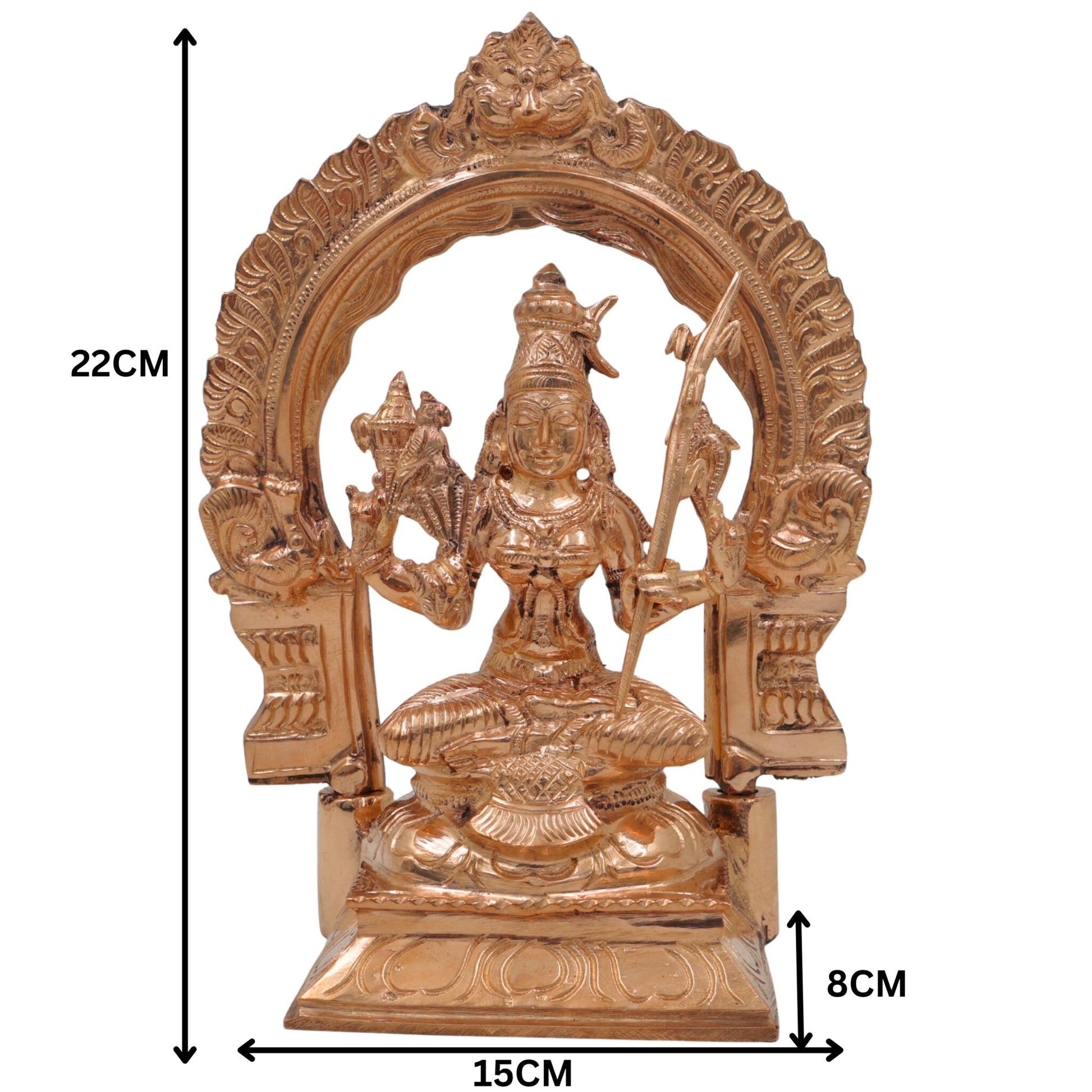 Bronze Kamakshi Idol | Kanchi Kamakshi Amman Devi Murti | Panchaloha Kamakshi Mata Statue | Handcrafted South Indian Sculpture, Gold, 8.5 Inch, 1 Piece