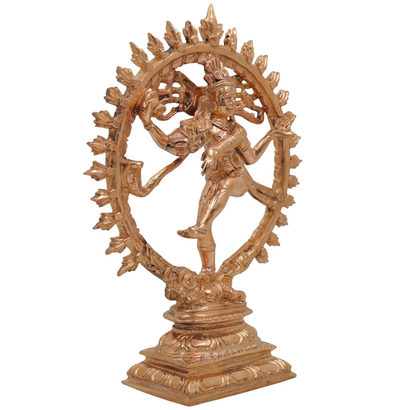 Bronze Nataraja Idol | Dancing Shiva Ananda Tandava Murti | Panchaloha Chola Art South Indian Shiva Statue, Gold, 9 Inch, 1 Piece