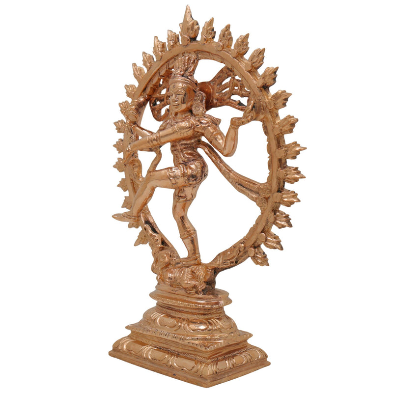 Bronze Nataraja Idol | Dancing Shiva Ananda Tandava Murti | Panchaloha Chola Art South Indian Shiva Statue, Gold, 9 Inch, 1 Piece