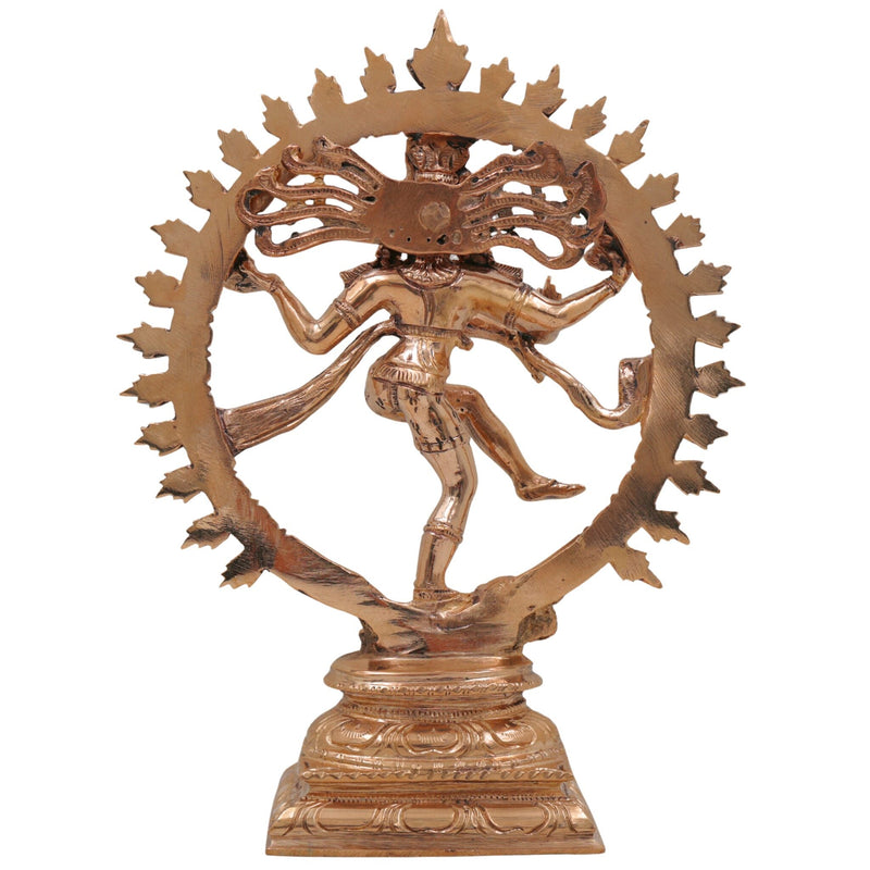 Bronze Nataraja Idol | Dancing Shiva Ananda Tandava Murti | Panchaloha Chola Art South Indian Shiva Statue, Gold, 9 Inch, 1 Piece